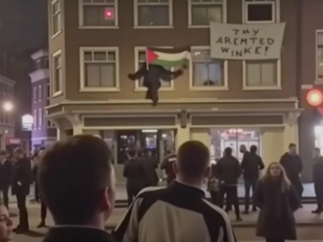 Israeli Football Hooligans Clash in Amsterdam: Palestinian Flags Torn Amid Ajax-Maccabi Match